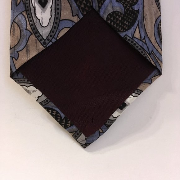 Halston III Scroll Neck Tie 100% Italian Silk - Picture 6 of 7